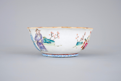 Five Chinese famille rose porcelain bowls, 19th C.