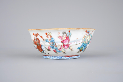 Five Chinese famille rose porcelain bowls, 19th C.