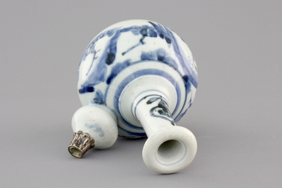 A small Japanese Arita silver-mounted kendi, 17/18th C.