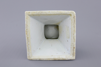 A rare Chinese blue and white square salt on foot, Kangxi, ca. 1700