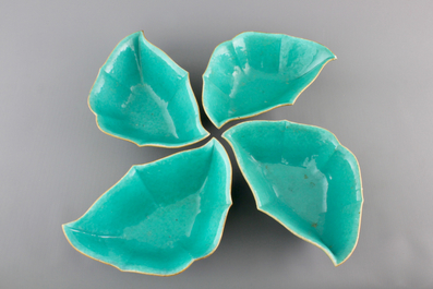 Four Chinese porcelain bat-shaped bowls, 19th C.