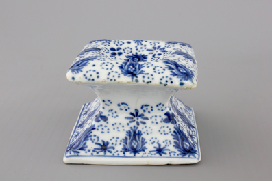 A rare Chinese blue and white square salt on foot, Kangxi, ca. 1700
