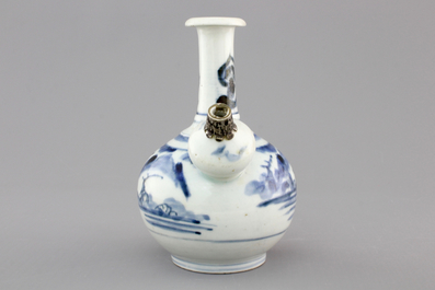 A small Japanese Arita silver-mounted kendi, 17/18th C.