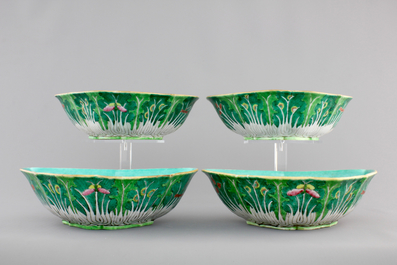 Four Chinese porcelain bat-shaped bowls, 19th C.