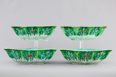 Four Chinese porcelain bat-shaped bowls, 19th C.
