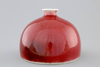 A Chinese peachbloom-glazed beehive waterpot, Kangxi mark, 18/19th C.