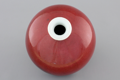 A Chinese peachbloom-glazed beehive waterpot, Kangxi mark, 18/19th C.