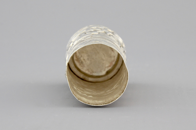 A Chinese silver dragon cane handle, 19th C.