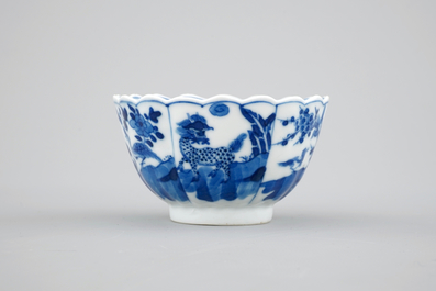A set of 6 Chinese blue and white cups and saucers, Kangxi, ca. 1700