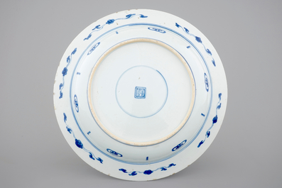 A large Chinese blue and white deep dish, Kangxi, ca. 1700