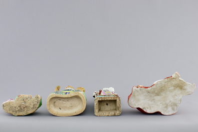 Four Chinese famille rose porcelain figures of immortals, 18/19th C.