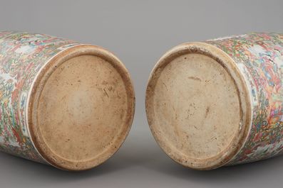 A massive pair of Chinese Canton famille rose floor vases, 19th C.