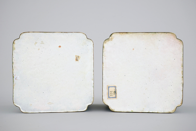 A fine pair of Canton enamel ink wells, 19th C.
