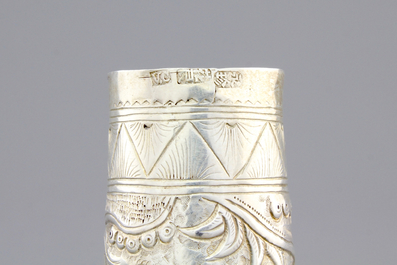 A Chinese silver dragon cane handle, 19th C.