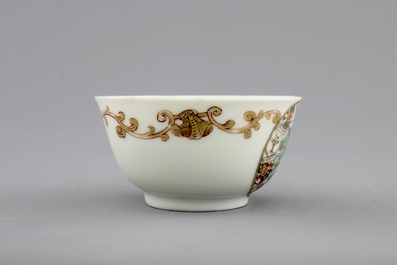 A Chinese porcelain armorial cup and saucer with Van Reverhorst coat of arms, Qianlong, ca. 1745