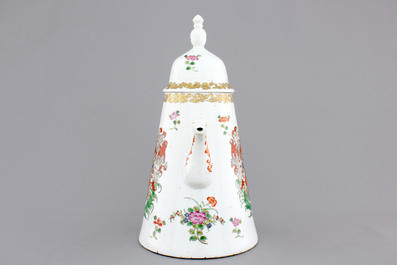 A rare Chinese armorial coffee pot with cover, arms of Clifford, 18th C.