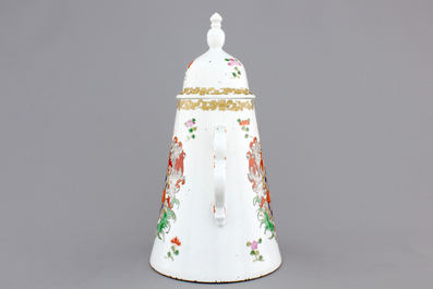 A rare Chinese armorial coffee pot with cover, arms of Clifford, 18th C.
