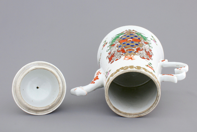 A rare Chinese armorial coffee pot with cover, arms of Clifford, 18th C.