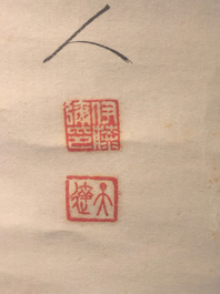 A large Chinese scroll painting of a tiger, 19/20th C.