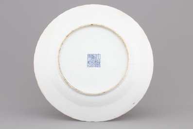 A Chinese famille verte porcelain plate, 19th C.