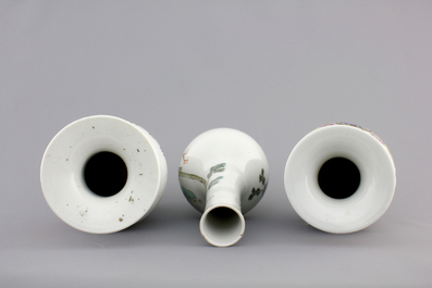Three Chinese famille rose porcelain vases, 19th C.