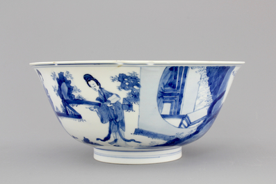 A blue and white Chinese porcelain bowl with "Long Elizas", Kangxi, ca. 1700
