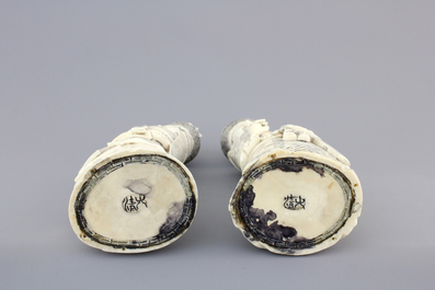 Two Chinese ivory carved figures of the emperor couple, ca. 1920