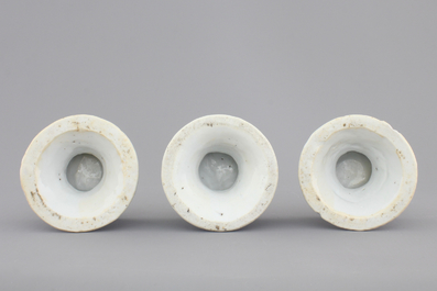 Three Chinese porcelain blue and white salts, Kangxi, ca. 1700