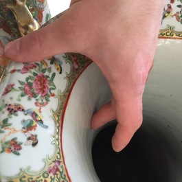 A massive pair of Chinese Canton famille rose floor vases, 19th C.