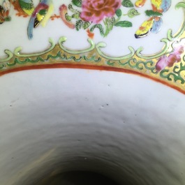 A massive pair of Chinese Canton famille rose floor vases, 19th C.