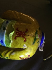 Two Chinese Canton enamel figures of Shou Lao, 18/19th C