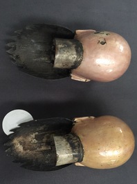 Two Chinese Canton enamel figures of Shou Lao, 18/19th C