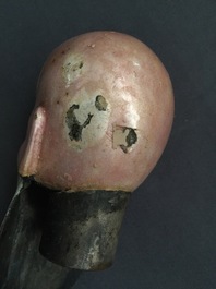 Two Chinese Canton enamel figures of Shou Lao, 18/19th C