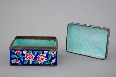 Five Chinese Canton enamel pieces, inc. a large bowl and covered cup on stand, 18/19th C.