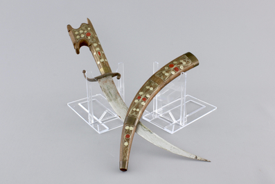 Four Indonesian Keris with ivory and silver, 19th C.
