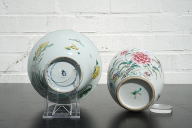 Two Chinese famille rose porcelain bowls, 18/19th C