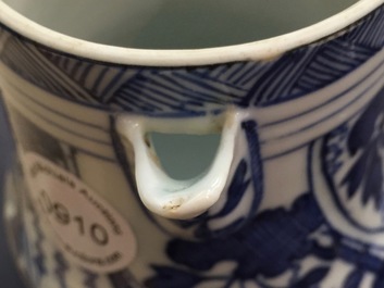 A blue and white Chinese porcelain jug and cover, Kangxi, ca. 1700