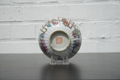 A small Chinese famille rose porcelain erotic subject bowl, 19th C.