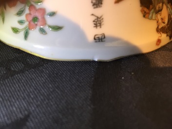 A large Chinese famille rose &ldquo;Wu Shuang Pu&rdquo; bowl, cover and saucer, Daoguang, 19th C.