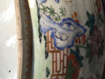 A Chinese famille rose export porcelain tureen on stand, Qianlong, 18th C.