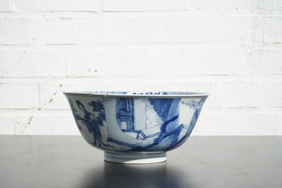 A blue and white Chinese porcelain bowl with "Long Elizas", Kangxi, ca. 1700