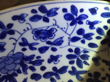 A blue and white Chinese porcelain dish with floral scrolls, Kangxi, ca. 1700