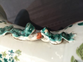 A tall Chinese famille rose vase with birds, 19th C.