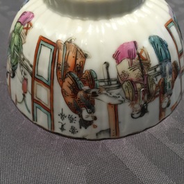 A small Chinese famille rose porcelain erotic subject bowl, 19th C.