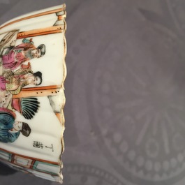 A small Chinese famille rose porcelain erotic subject bowl, 19th C.