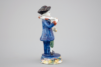 Un marchand de possoins en fa&iuml;ence polychrome de Delft, 18&egrave;me