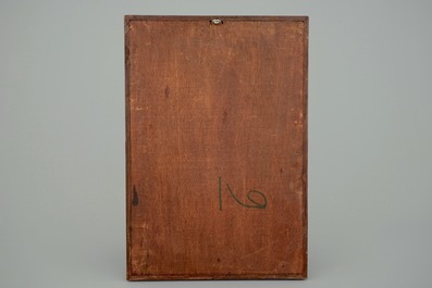 Een polychroom tegeltableau met een papegaai, Rijsel, 18e eeuw