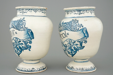 A pair of footed pharmacy jars, France, 18th C.