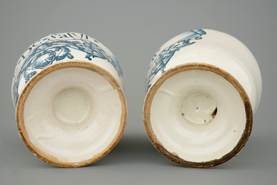 A pair of footed pharmacy jars, France, 18th C.