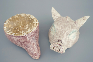 A French faience boar's head tureen, 18th C.